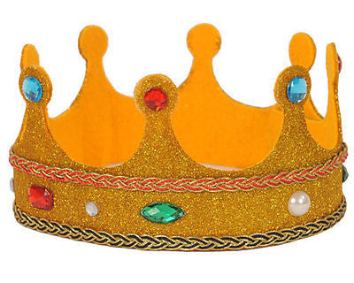 CHILDRENS KIDS CHILDS BOYS GIRLS GOLD JEWELLED KINGS KING PRINCE QUEEN CROWN