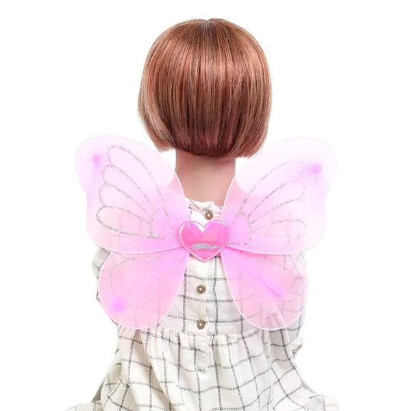 SMALL PINK SPARKLY HEART FAIRY WINGS