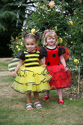 GIRLS KIDS CHILDRENS DELUXE LADYBIRD / BUMBLE BEE FAIRY PRINCESS COSTUME AGE 2-5