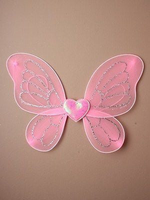 SMALL PINK SPARKLY HEART FAIRY WINGS
