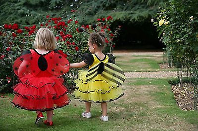 GIRLS KIDS CHILDRENS DELUXE LADYBIRD / BUMBLE BEE FAIRY PRINCESS COSTUME AGE 2-5