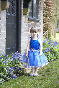 GIRLS BLUE FLOWER FAIRY PRINCESS COSTUME