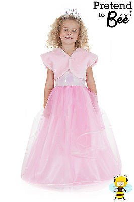 GIRLS KIDS DELUXE PINK PRINCESS CINDERELLA BALLGOWN DRESS UP COSTUME AGE 3 5 7 9