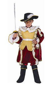 KIDS  RED MUSKETEER NOBLE KNIGHT COSTUME