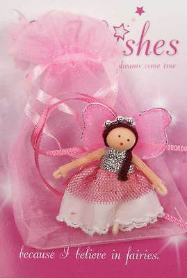 MINIATURE PINK FAIRY WISHING WORRY DOLL IN  BAG, FAB GIRLS TOOTH FAIRY GIFT