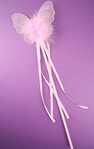 GIRLS SPARKLY BUTTERFLY FAIRY PRINCESS FLOWER GIRL BRIDESMAIDS WAND PINK, WHITE