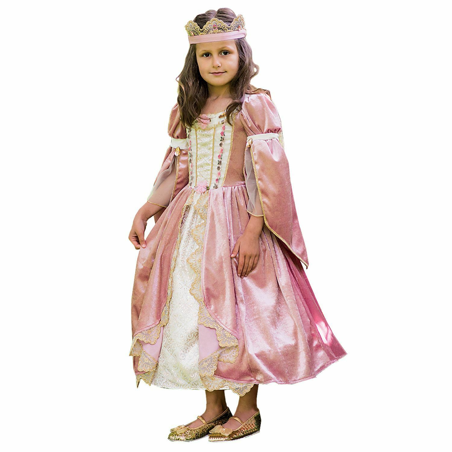 GIRLS DELUXE MEDIEVAL PINK PRINCESS COSTUME